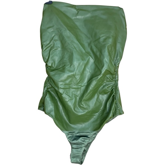 Zara Tops - Zara Faux Leather Bustier Bodysuit Olive Green